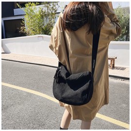 SINMIUANIME Canvas Messenger Bag Fashion Shoulder Bag Crossbody Bag School Backpack Simple Tote Bag for Men and Women, Black, black