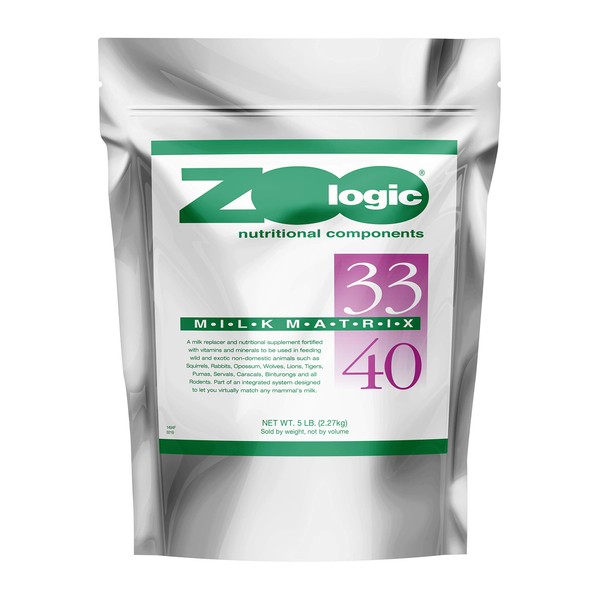 PetAg Zoologic Milk Matrix 33/40 - Milk Replacer for Pets - Matches Virtually Any Mammal's Milk - 5 lbs Powdered Drink Mix
