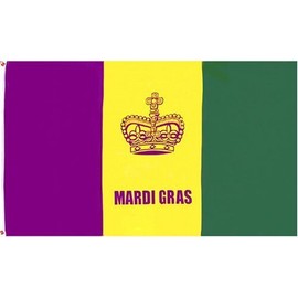 New Orleans Mardis Gras Flag - 3 foot by 5 foot Polyester (NEW), Model: , Spoorting Goods Shop