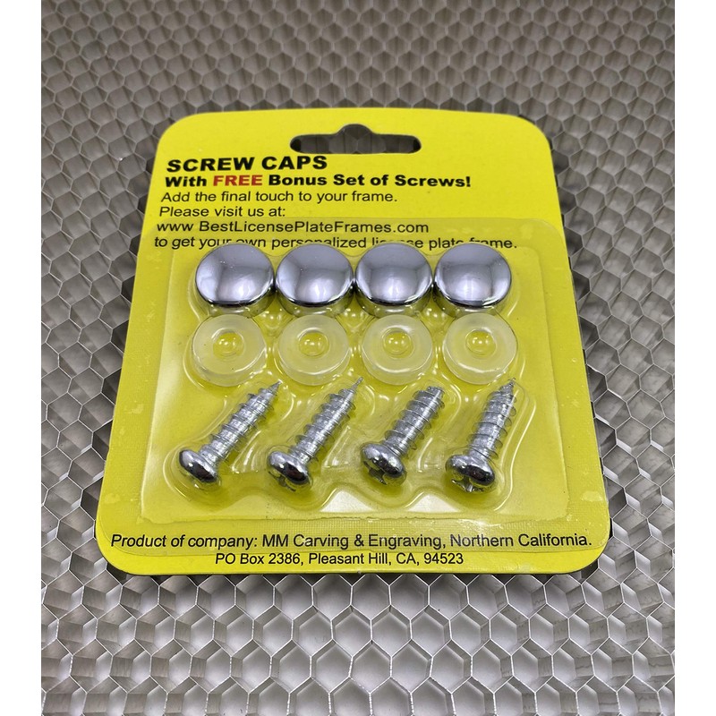 Set of Plastic License Plate Caps and Stainless Steel Screws