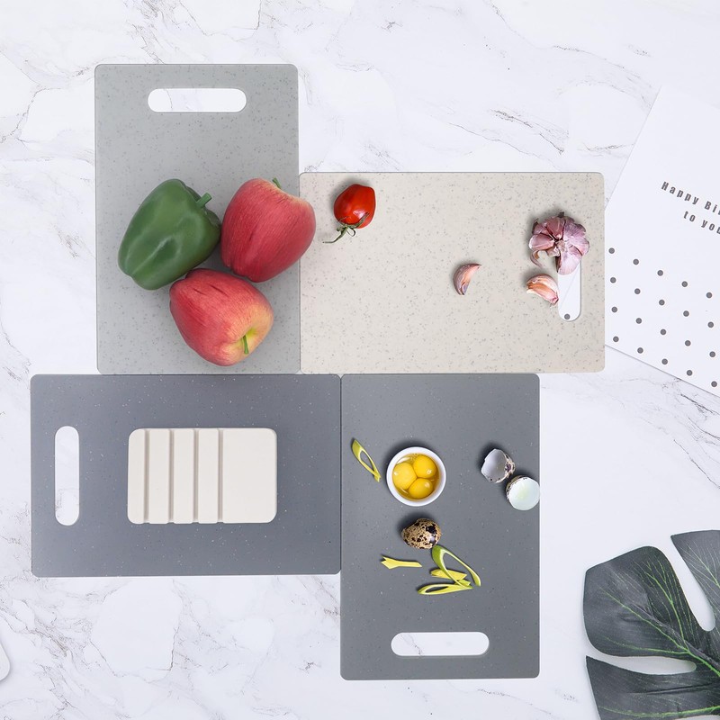 Cutting Board Set with Holder, 4 Pcs Plastic Cutting Boards