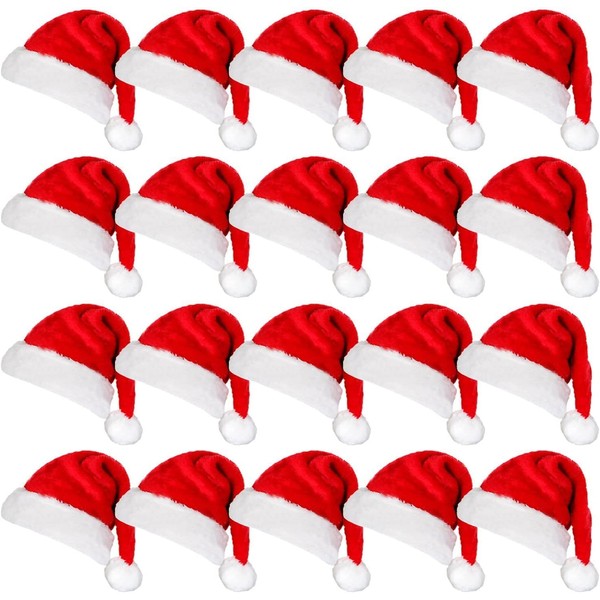 Christmas Mini Hats Santa Claus Hat for Cup Bottle Cover Cap Xmas Home Party Decoration Pack of 20