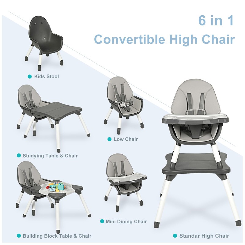 XueMi 6 in 1 Baby High Chair, Convertible Highchair for