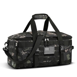 ETRONIK Gym Bags for Men, Tactical Duffle Bag Backpack with Shoe Compartment, 3 in 1 Carry on Bag Travel Backpack with Wet Pocket, Weekender Overnight Range Bag for Workout Football Gym, Camouflage