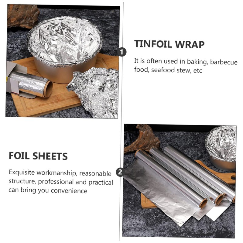 Mobestech 4rolls Aluminum Foil Wrap Double-Sided Heat Resistant for Baking