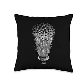 Fungi Mushroom Lovers Enoki Mushrooms Edible Fungi Throw Pillow, 16x16, Multicolor