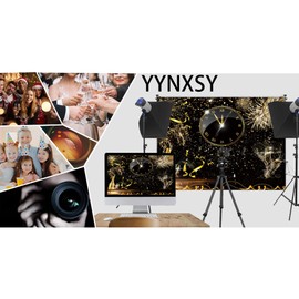 YYNXSY 8X6FT Happy New Year Backdrop Black and Gold Photography Background Cheers to The New Year Count Down Eve Party Backdrop Decoration Supplies Photo Booth Props YY-11503