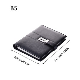 Business Journal, B5 Creative Leather Diary With Combination Lock, Combination Lock Diary, 100 sheets/200 Pages, Traveler's Notebook Journal For Parents Friends Children Classic Vintage (Red)