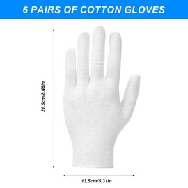6 Pairs White Cotton Gloves for Eczema Gloves, Moisturizing Gloves Over Night for Women Men Dry Hands Skin Spa Hand Cream(One Size)
