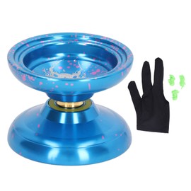 Yoyo Ball Unresponsive Aluminum Alloy Stability Advanced Yoyo with 3pcs Strings Glove Blue