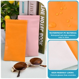 Culinavog Pack of 4 Soft Glasses Case, Portable Sunglasses Case, Soft PU Leather Protective Case, Soft Jewellery Organiser Bags, PU Glasses Bag for Pouch Bag, Protection, Holiday