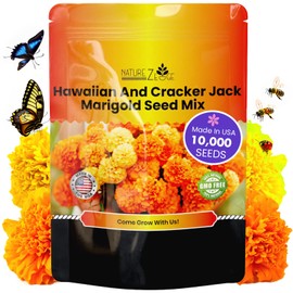 NatureZ Edge, Marigold Seeds for Planting Outdoors, 1 Ounce 10,000 Seed, Hawaiian and Cracker Jack Marigold Seeds, Made in USA, Companian Gardening Flower