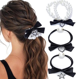 Bouory Soft Big Hair Scrunchies Polka Dot Hair Ties Red Bandana Scrunchies Elastics Thick Ponytail Holders for Women and Girls 4PCS (Type I), red, green, white, purple