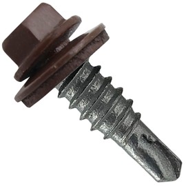 Jake Sales N.14 x 7/8inches Metal to Metal Type N.1 (250) Brown 5/16inches Hex Head -Drill Point - Stitch Tek - Roofing Screws. 9/16inches EPDM Washer