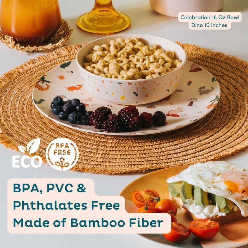 Nook Theory 4 Pack Reusable Bamboo Plates - Non-Toxic Toddler
