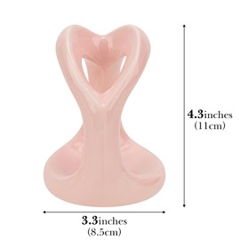 Linkidea Countertop Manual Toothbrush Holder for Bathroom, Unique Ceramic Vanity Organizer Stand Compatible with Oral-B CrossAction, Colgate Extra Clean, Reach Essentials Toothbrush (Pink)