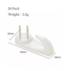 20PCS White Non-Trace Wall Picture Hook Concrete Hard Wall Drywall Picture Hanging Hook Seamless Nail Plastic Fasteners Multi-Purpose Wall Mount Non-Mark Hooks for Photo Album Frame Clock Hanging