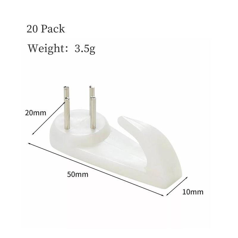 20PCS White Non-Trace Wall Picture Hook Concrete Hard Wall Drywall