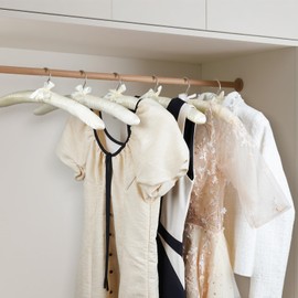 HOUSE DAY Satin Padded Hangers for Women 6 Pack 17 Inch Foam Fabric Bride Hanger for Wedding, Delicate Cashmere(Beige)