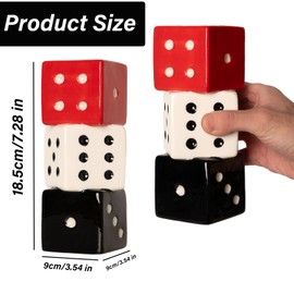 Dezeen Funky Dice Vase - Unique Ceramic Home Decor for Bars| Stylish Black, White & Red Geometric Design | Perfect for Fresh, Dried, or Artificial Flower Arrangements | Ideal Gift for Art Lovers