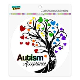 GRAPHICS & MORE Autism Acceptance Tree of Life with Hearts Automotive Car Refrigerator Locker Vinyl Circle Magnet