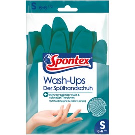 Spontex wash-ups, dishwashing gloves with anti-slip profile, optimal crockery control, quick-drying, high tactile sensitivity, size S, pack of 3