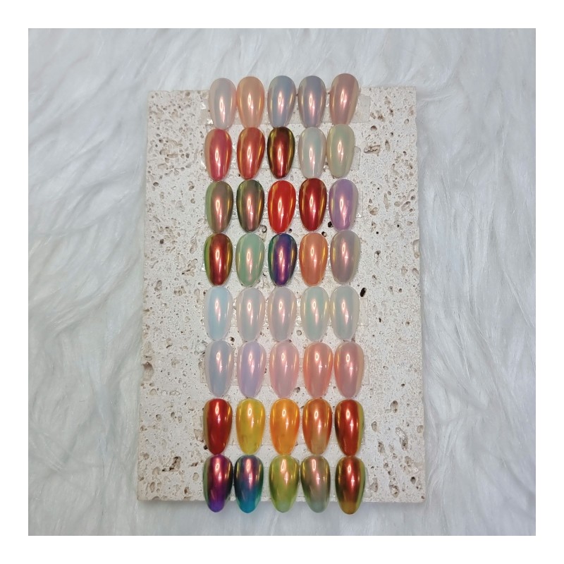 Sunset Beam Powder Handmade Nail Tip - Petit Round /