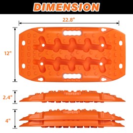 OULEME Recovery Traction Boards, Off-Road Track Traction Mats for Sand, Mud, and Snow - 4WD RV Truck Jeep SUV Traction Pads with Carry Bag (Orange)