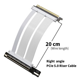 GIGA-MEGA PCIe X16 GEN5 Right Angle Riser Cable PCIe 4.0 and 5.0 with GPU Vertical Mount Bracket for RTX4090,RTX5090D, RX7900XT, RX9070 ATX (20CM GEN5 White)
