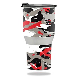 MightySkins Skin Compatible with RTIC Tumbler 20 oz. (2017) - Red Camo | Protective, Durable, and Unique Vinyl Decal wrap Cover | Easy to Apply, Remove, and Change Styles | Made in The USA