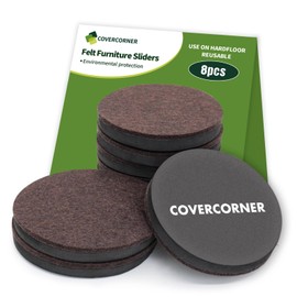 COVERCORNER Furniture Sliders for Hardwood Floors 8 PCS - 4 3/4 inch Sliders for Moving Furniture – Felt Furniture Pads for Hardwood Floors Brown