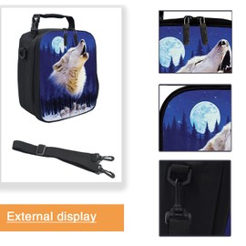 GOXUNYUAN Lunch-Taschen, Aufbewahrung Lunch Tote Wasserdicht Wiederverwendbar Tragbar Bag, für Jungen und Mädchen Blauer Wolf