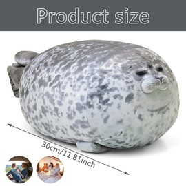 BZQCPLX Seal Plush, 30cm Plush Obese Seal, Seal Plush Stuffed Animal, Grey Seal Soft Plush, Fat Seal Plush Toy, Cute Seal Plush, Seal Pillow for Children Adults Gift