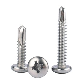 KOSJETHAS #6 x 1/2" Pan Head Sheet Metal Screws Phillips Drive, 410 Stainless Steel Self Drilling Tapping Screw, 50PCS