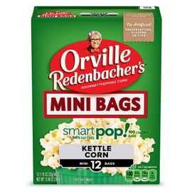 Orville Redenbacher’s Microwave Popcorn, SmartPop! Kettle Corn, 4g Fiber Per Serving, Movie Night Supplies, 1.2 oz., 12-Count