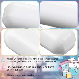Weewooday 8 Pieces PTFE Magnetic Mixer Stirrer Bar, 30 mm/ 1.18 Inch, white