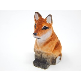 Selsela Red Fox Keychain Ring Clip Charm Miniature Wood Mini Figurine Small Animal