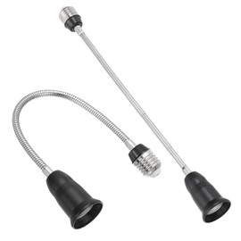 PATIKIL 15.7 Inch E26/E27 Light Socket Extender, 2 Pcs Flexible Bulb Socket Extension Adjustable Bulb Extender Adapter for Medium Screw Base Home Lamps, Black