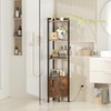 Furnulem Corner Shelf,5-Tier Corner Cabinet with Storage and LED Light,