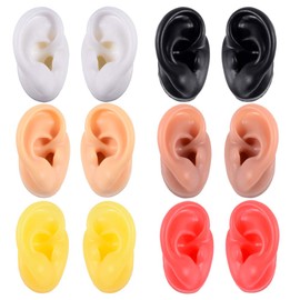 CHUANCI Soft Silicone Ear Model for Hearing aid 1:1 Human Ear Ear Model Simulation Display Props Teaching Tools Jewelry Display Earrings (On Pair White Color)