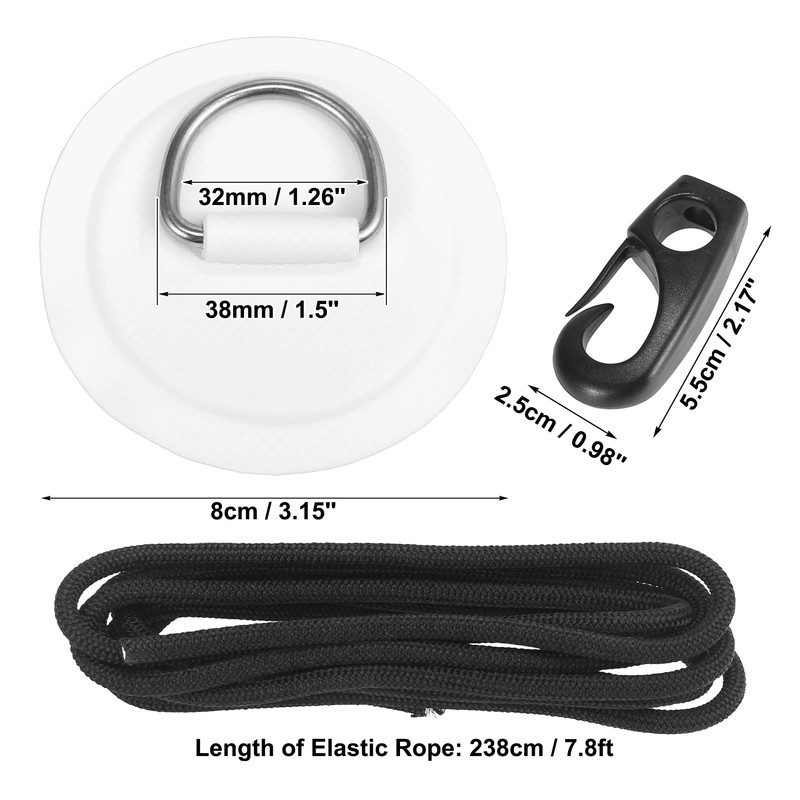 X AUTOHAUX D Ring Patch PVC Stainless Steel Round Shape