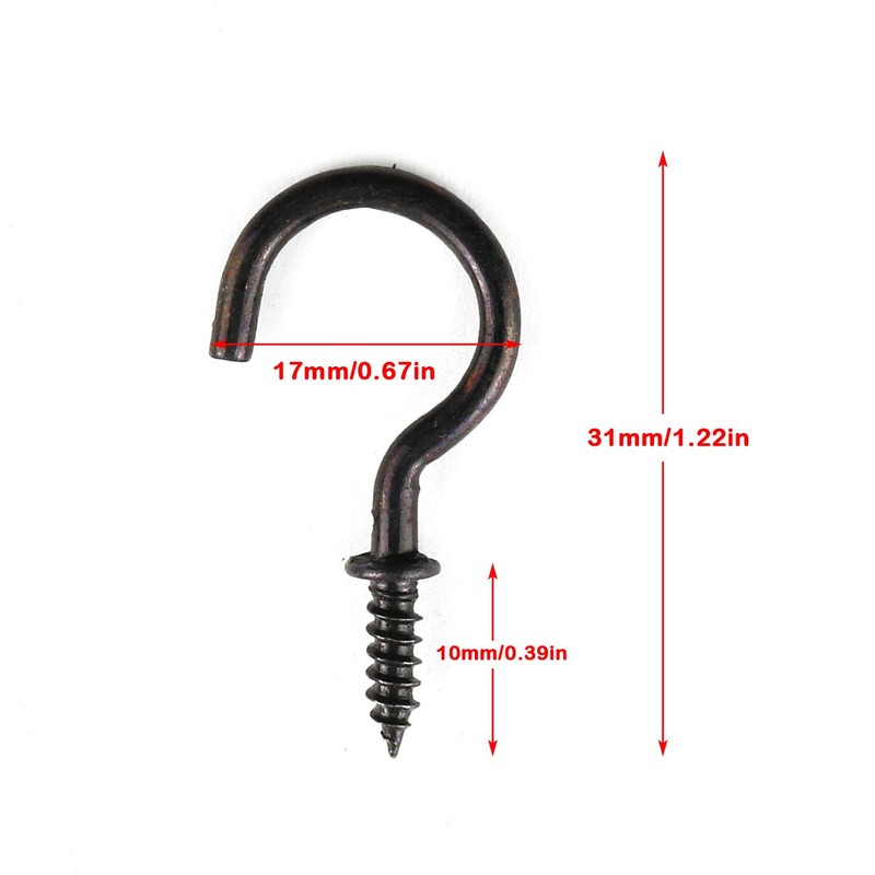 E-outstanding Cup Hook 50PCS 1-1/4 Inch Self-Tapping Screw-in Shouldered Ceiling