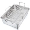 P&P CHEF Stainless Steel Roasting Pan with Rack Set Cooking