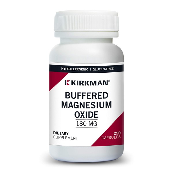 Kirkman Buffered Magnesium Oxide 180 mg - Hypoallergenic | 250 Vegetarian Capsules | Minerals