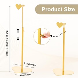 Purse Display Stand, 2 Pack Heart-shape Display Rack Stainless Steel Handbag Purse Holder Gold Hanging Hook Stands Adjustable Height Table Ornament Jewelry Towers for Home Store Boutique Counter