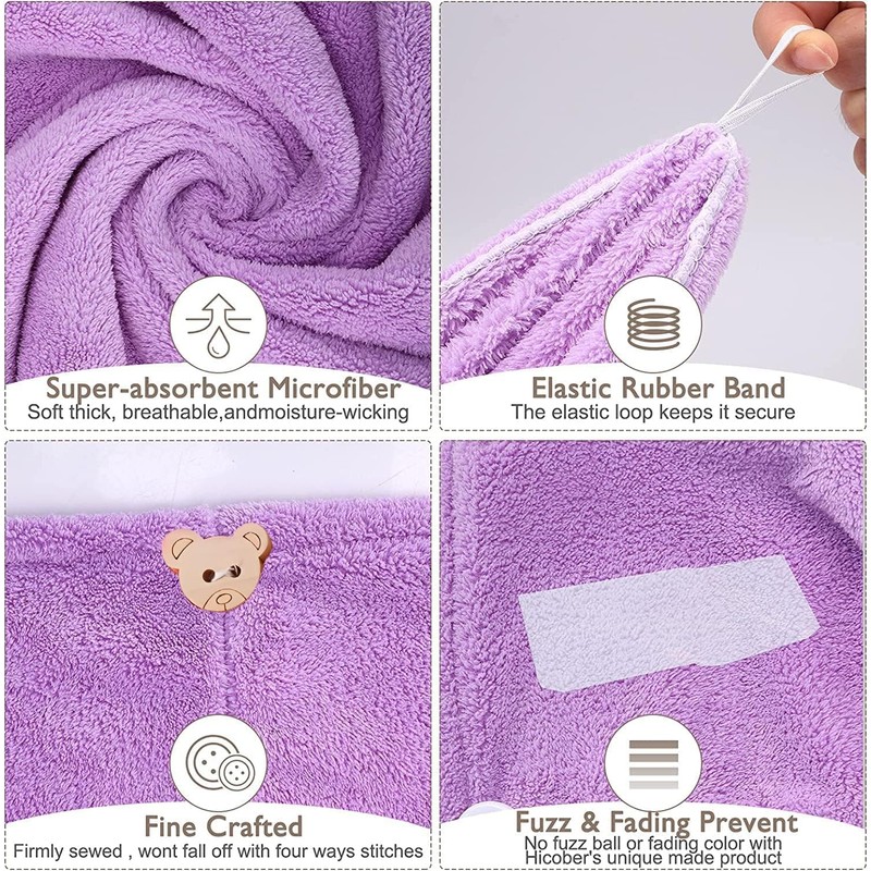 Mumoo Bear 3 Pack Microfiber Hair Drying Towel Wrap Super