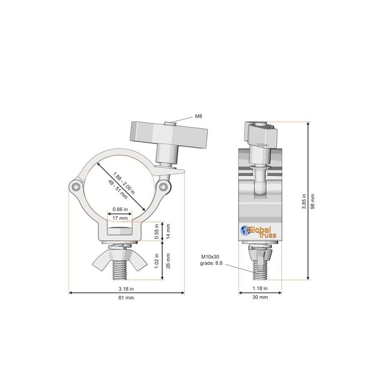 Global Truss Pro Half Coupler Black 100G SWL Lighting Clamp