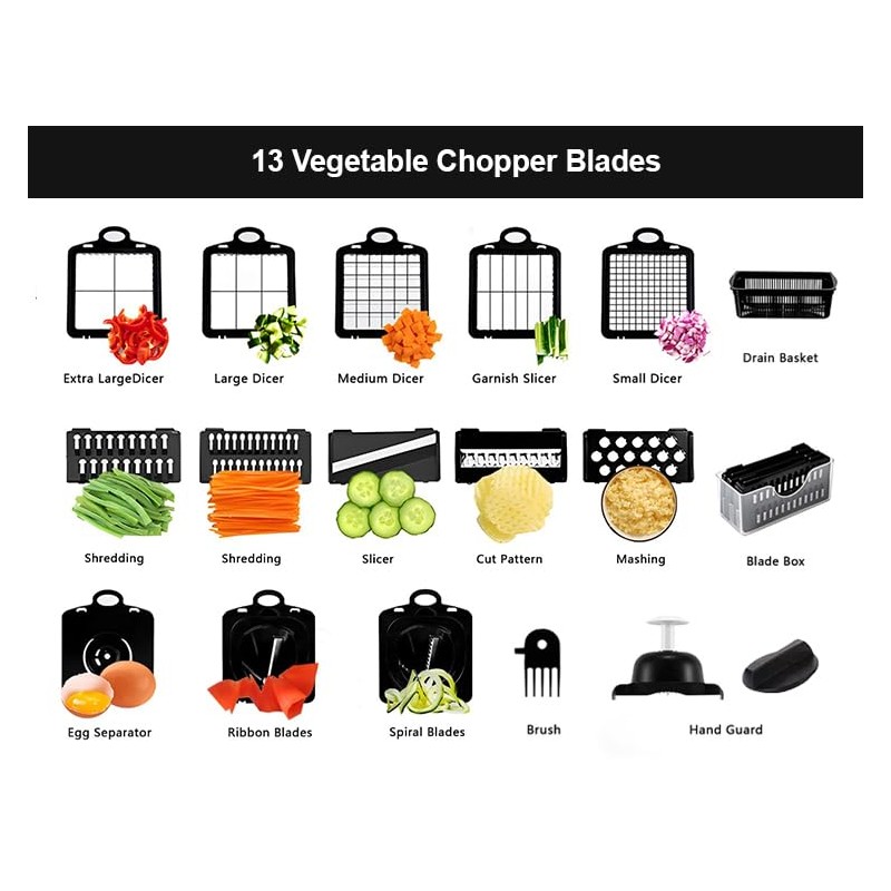 Vegetable Chopper 22-in-1, 8 Blade,Onion Mincer, Cutter, Dicer, Egg Slicer