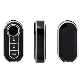 OFFCURVE Car Key Case, Key Cover, Car Key Protective Case with Key Fob for Fiat 500 Lancia Punto Panda Ypsilon Delta Grande Bravo Musa