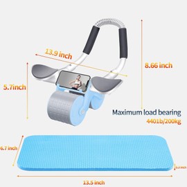 Homavit Abdominal Roller, Abdominal Roller with Padded Knee Mat, for Training the Coremaster, Abdominal Trainer for Travel and Home, for Men and Women (Sky Blue)